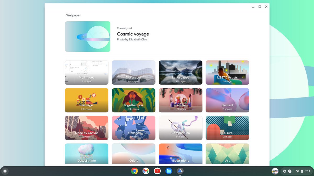 Auswahl an ChromeOS-Hintergrundbildern