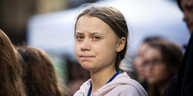 Die schwedische Klimaaktivistin Greta Thunberg nimmt an einer Klimakundgebung in Vancouver, British Columbia, teil