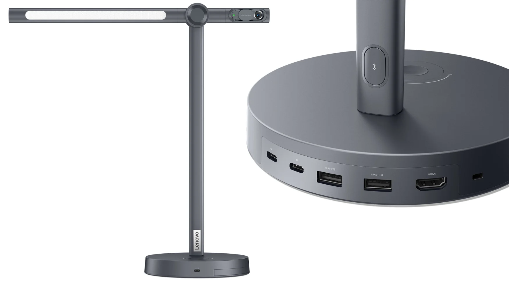 Die Schreibtischlampe von Lenovo verfügt über eine integrierte Webcam, ein kabelloses Ladegerät und eine Leistungsaufnahme von 135 W
