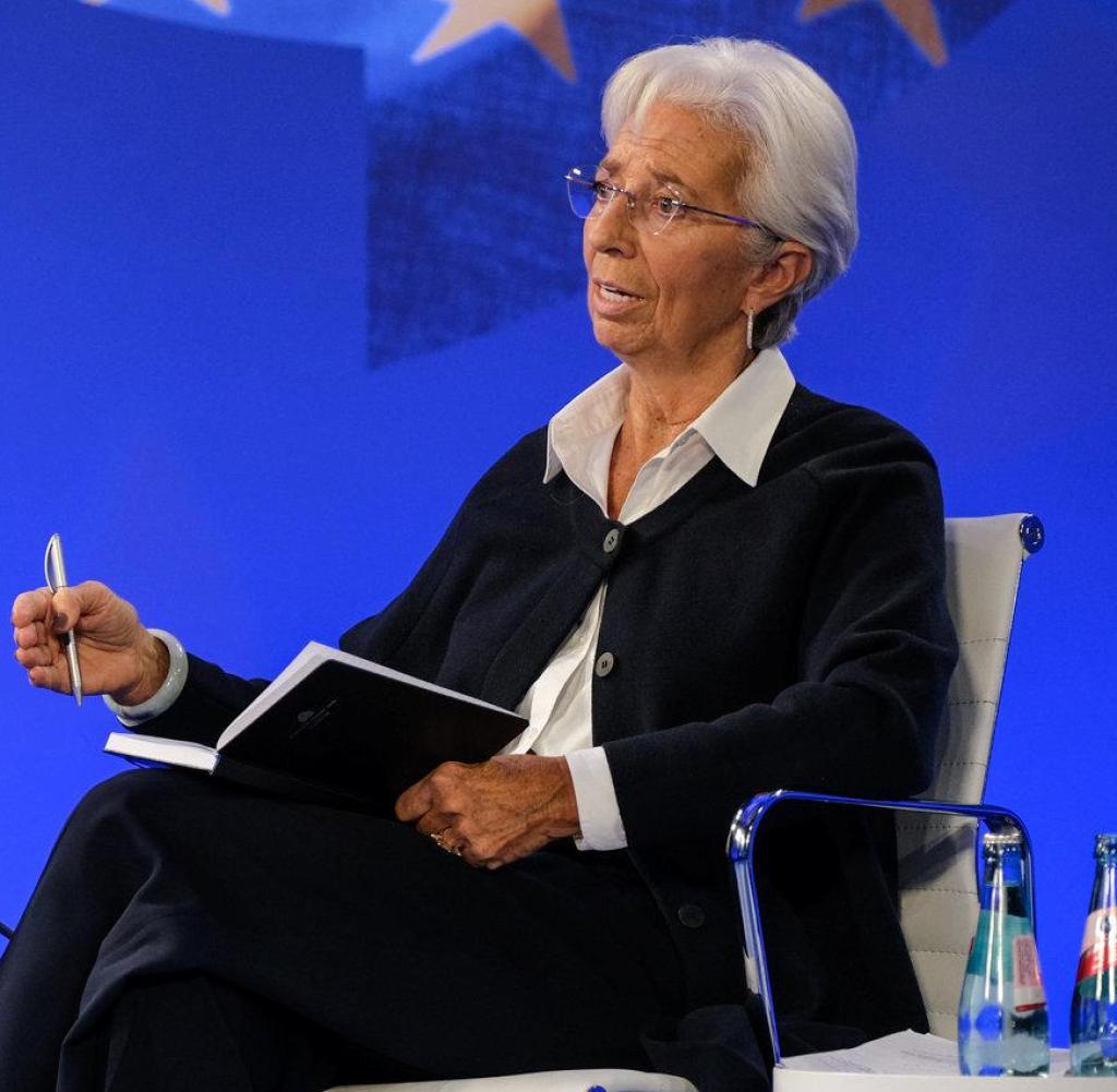 EZB-Präsidentin Christine Lagarde (und EZB-Chefökonom Philip Lane) beim EZB-Hörereignis am 21. Oktober 2020
