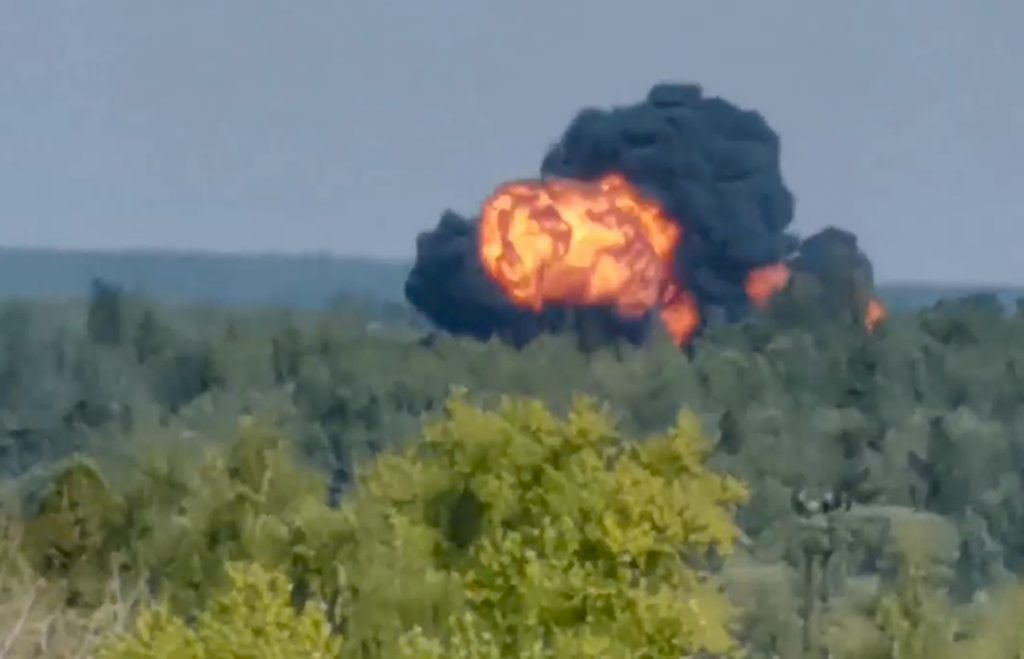 Flames and smoke after Russian plane crash
