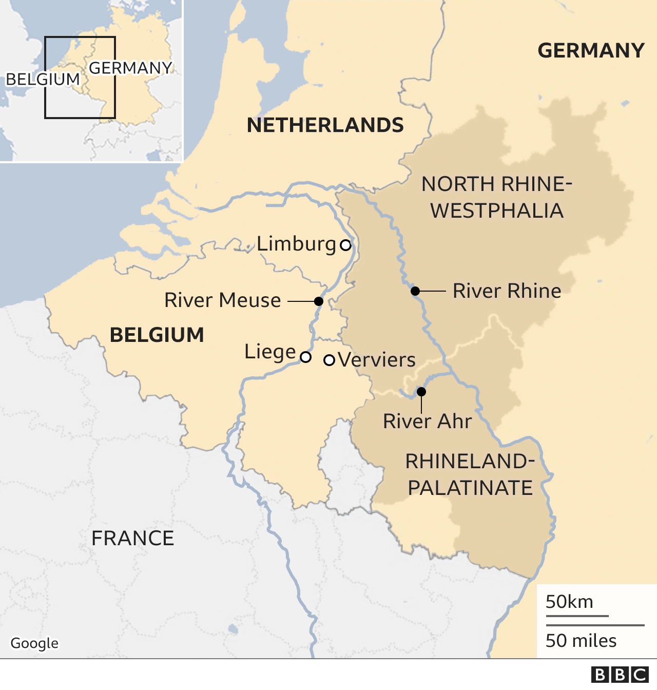 Hochwasserkarte in Deutschland: