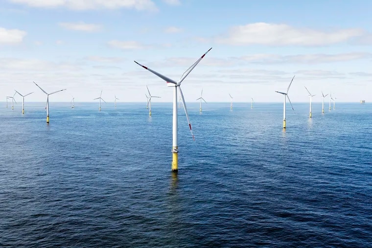 Orsted Energy's Gode Wind 1 and 2 project in the North Sea off the German coast can produce 582 megawatts from 97 turbines. It was built in 2015-2016.