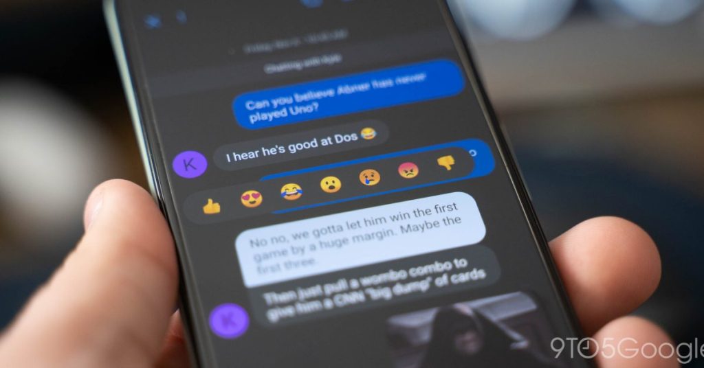Google-Nachrichten, die iMessage-Reaktionen als Emoji anzeigen