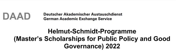 DAAD Helmut-Schmidt-Programm 2023 Masterstipendien für Public Policy und Good Governance für ein Studium in Deutschland (Vollförderung)