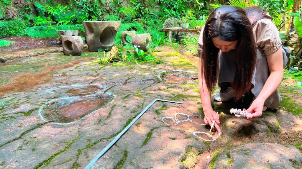 Leshan, China: 100 Millionen Jahre alte Dinosaurier-Fußspuren in Restaurant gefunden