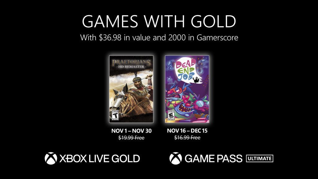Ankündigung von kostenlosen Xbox Live Gold-Spielen für November 2022