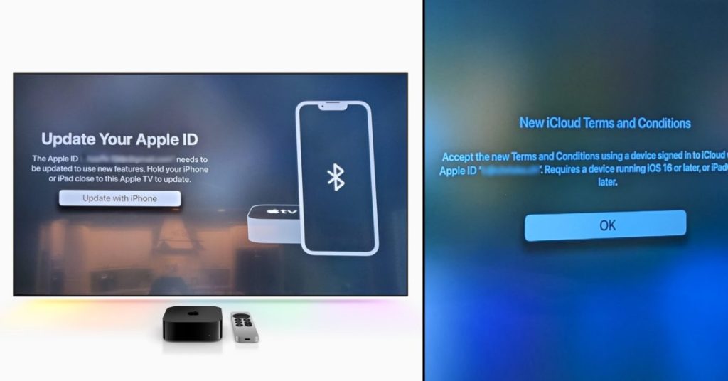 Apple TV erwartet, dass Sie ein iPhone haben, um die neuen Geschäftsbedingungen von iCloud zu akzeptieren
